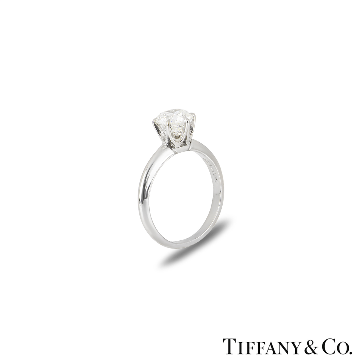 Tiffany & Co. Platinum Round Brilliant Cut Diamond Setting Ring 1.10ct I/VVS2 XXX